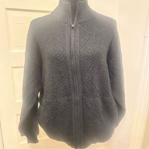 VTG ML Kessler Hand knit in Peru Cardigan Alpaca Textured Zip-Up  Sweater Large